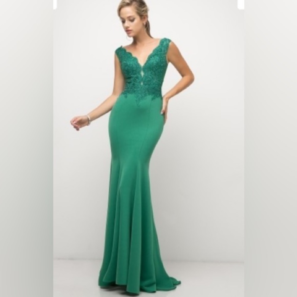 Green Lace Evening Gown